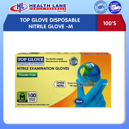 TOP GLOVE EXAMINATION NITRILE GLOVE 100'S-M